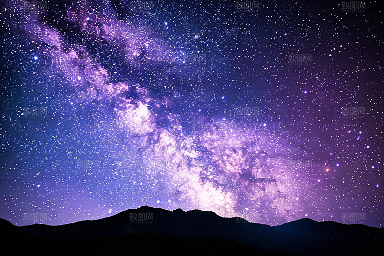 灿烂星空夜景梦幻素材