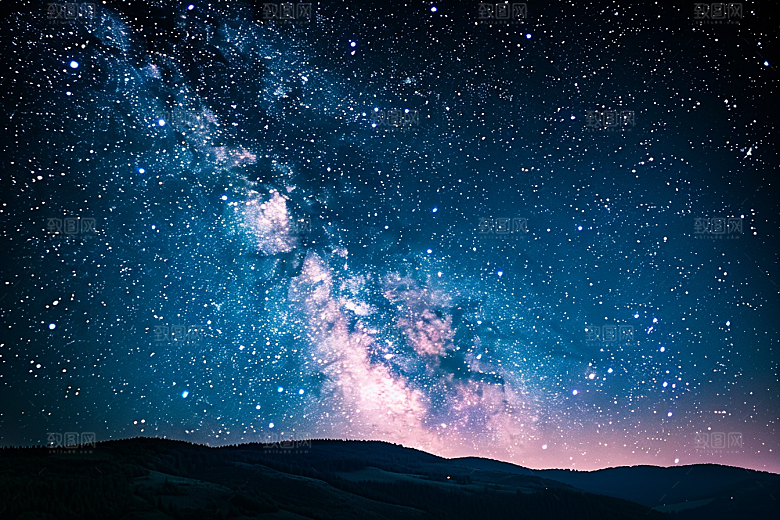 灿烂星空夜景唯美素材