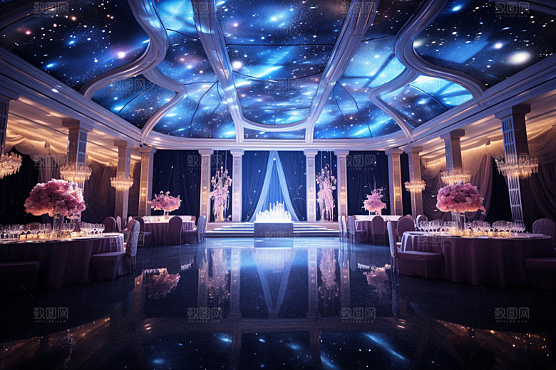 星空婚礼酒店场景唯美效果图