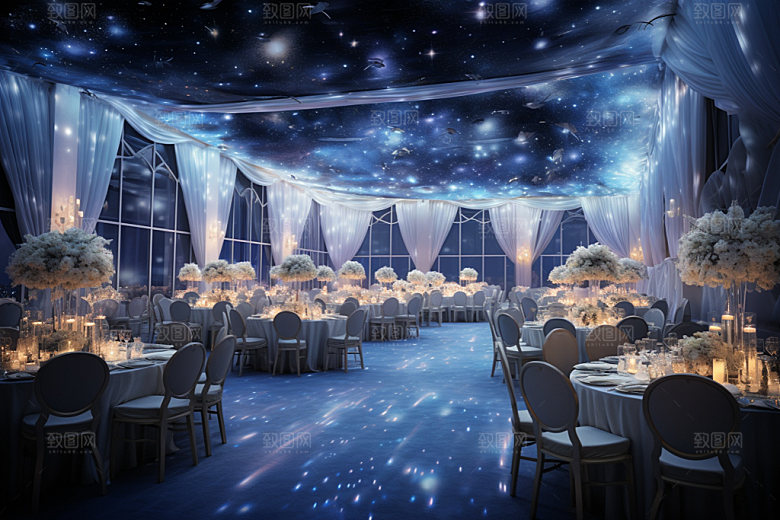 星空婚礼梦幻酒店场景效果图