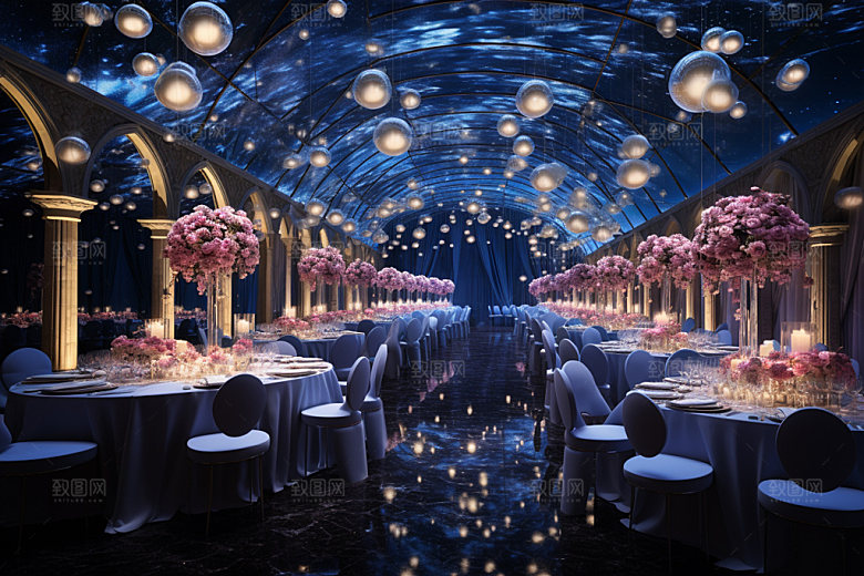 星空婚礼酒店场景室内效果图