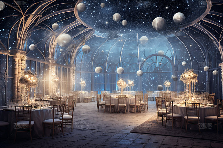 星空婚礼氛围室内效果图