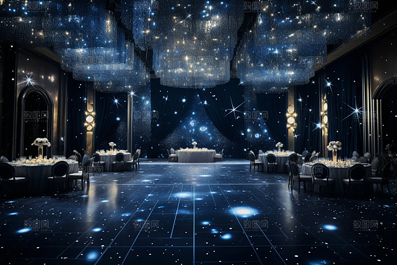 星空婚礼酒店场景梦幻效果图