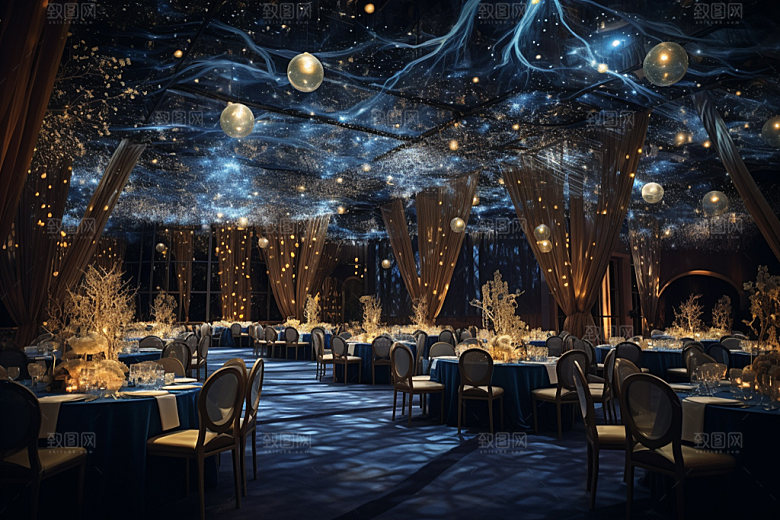 星空婚礼梦幻酒店场景效果图