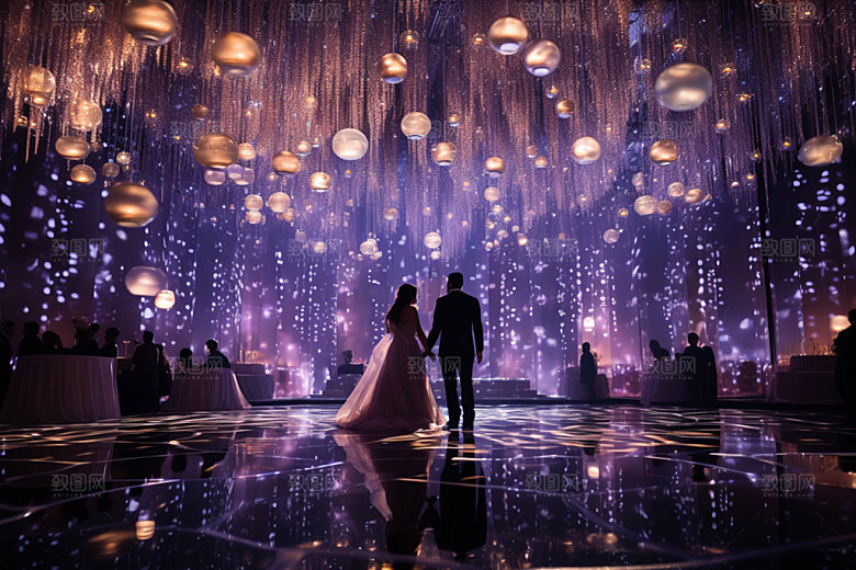 星空婚礼唯美酒店场景效果图