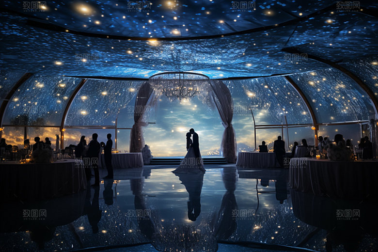 星空婚礼氛围室内效果图