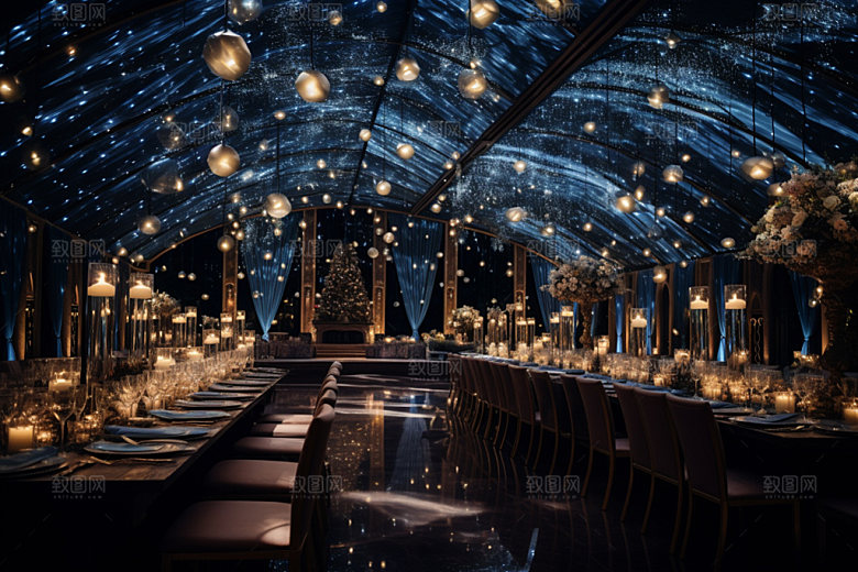 星空婚礼浪漫酒店场景效果图