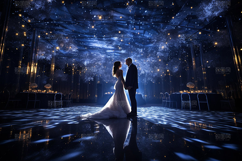 星空婚礼氛围室内效果图