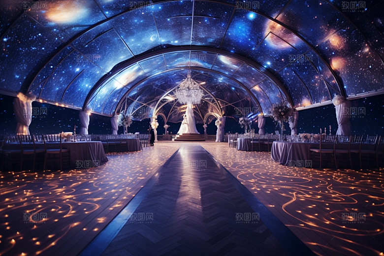 星空婚礼酒店场景唯美效果图