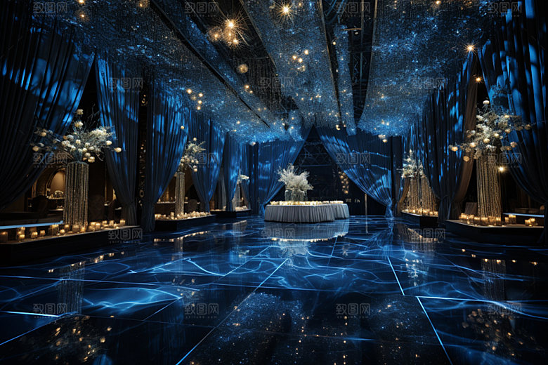 星空婚礼唯美酒店场景效果图