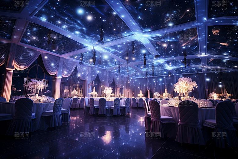 星空婚礼梦幻酒店场景效果图