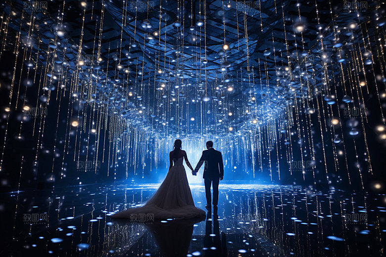 星空婚礼唯美酒店场景效果图