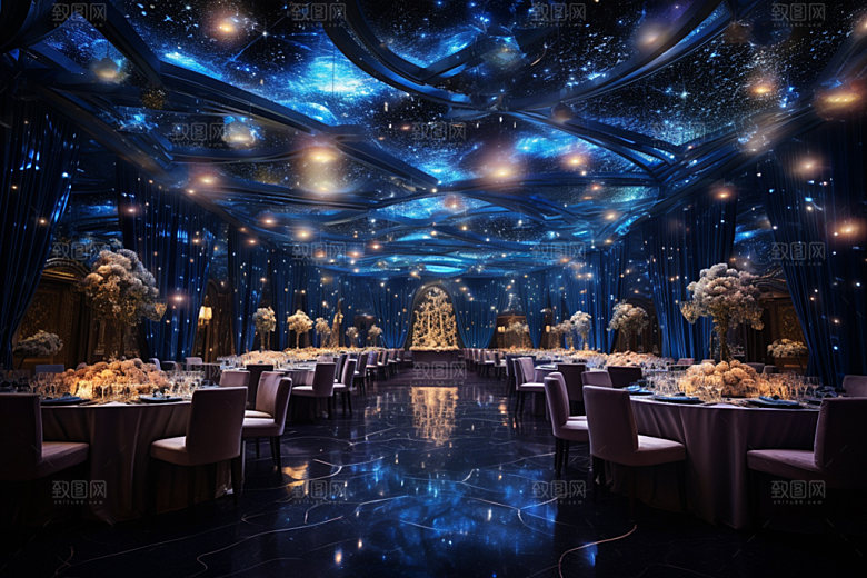 星空婚礼酒店场景唯美效果图