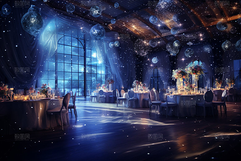 星空婚礼梦幻酒店场景效果图