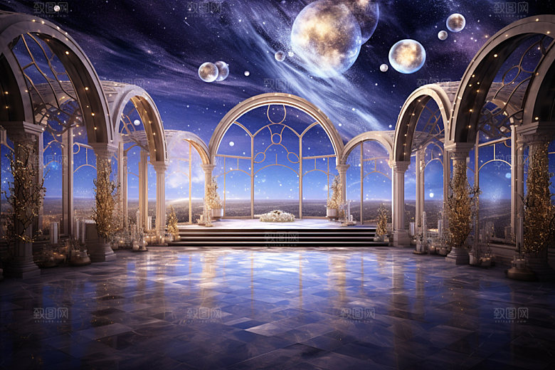 星空婚礼梦幻室内效果图