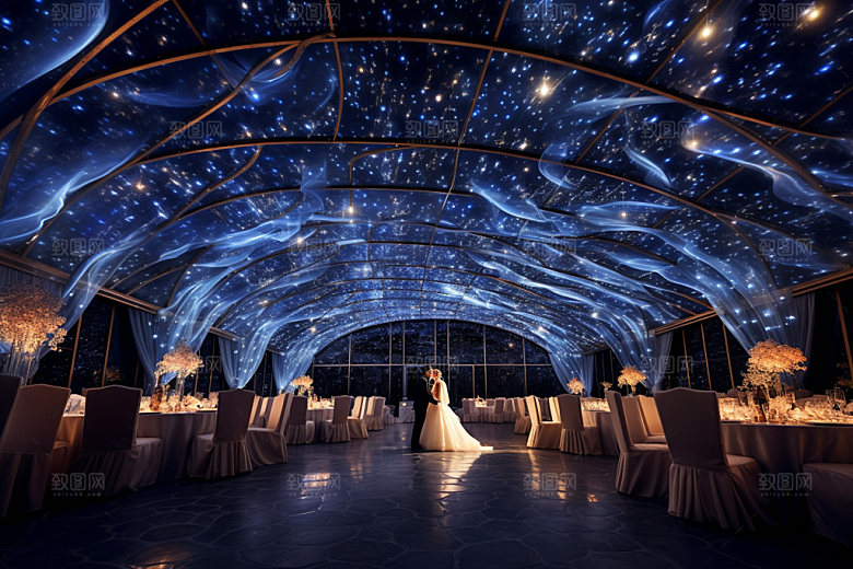 星空婚礼室内浪漫效果图