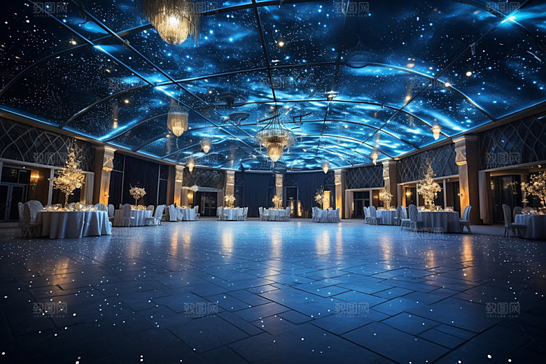 星空婚礼布置酒店场景效果图