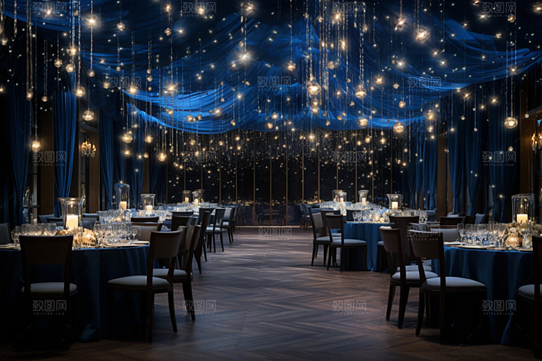 星空婚礼浪漫酒店场景效果图
