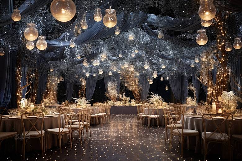 星空婚礼浪漫酒店场景效果图