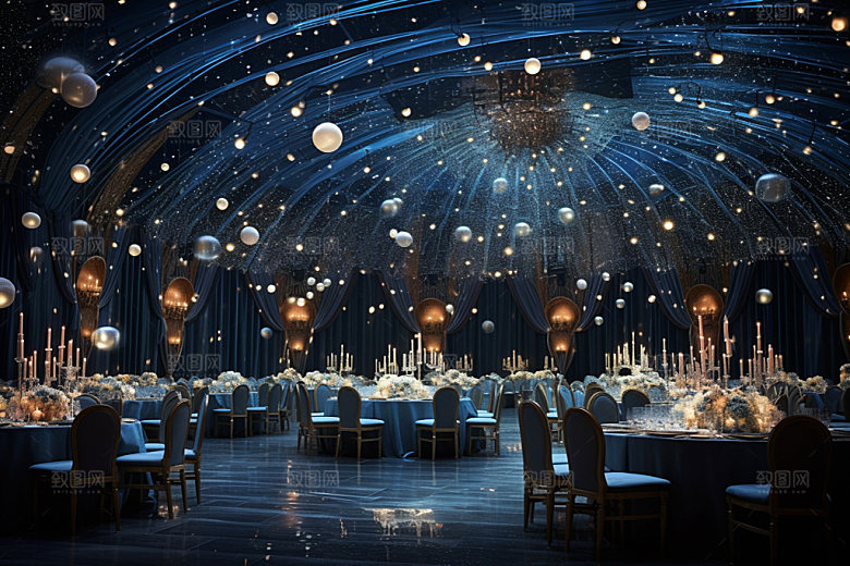 星空婚礼氛围酒店场景效果图