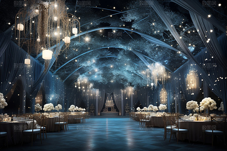 星空婚礼酒店场景梦幻效果图
