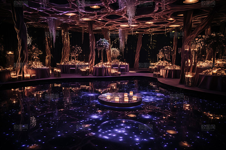 星空婚礼酒店场景梦幻效果图