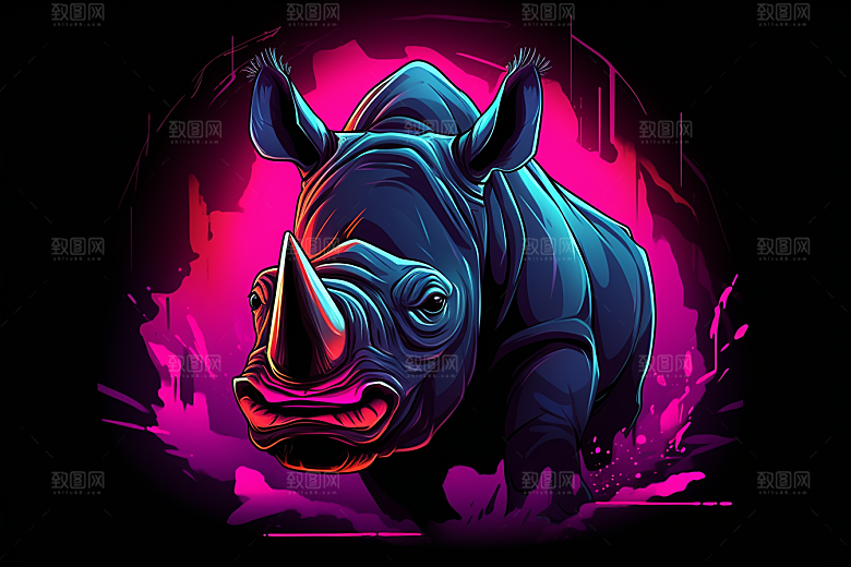 犀牛环保自然插画