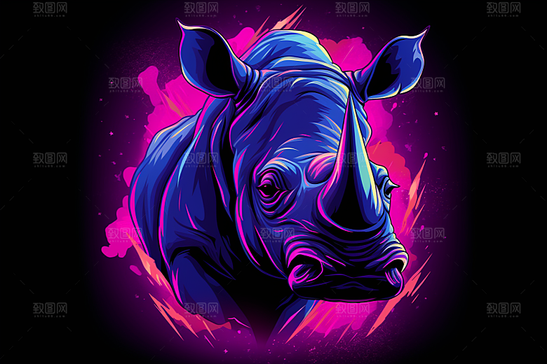 犀牛自然环保插画