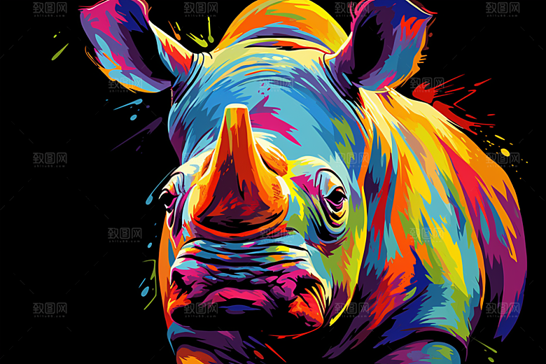 犀牛环保动物插画