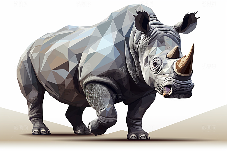犀牛自然生态插画