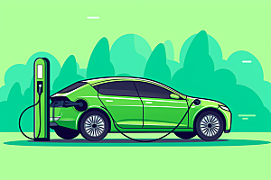 新能源电车环保插画