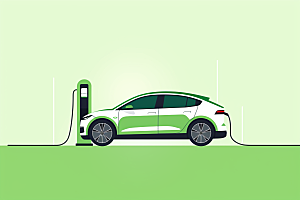 新能源环保电车插画