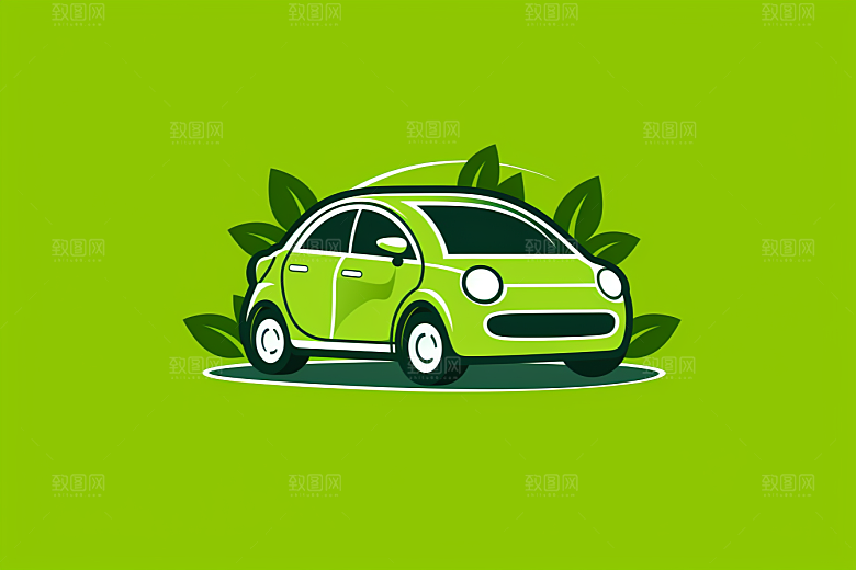 新能源环保电车插画