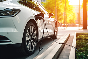 新能源汽车充电电车环保摄影图