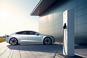 新能源汽车充电环保室外摄影图