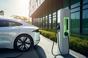 新能源汽车充电清洁能源室外摄影图