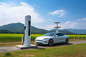 新能源汽车充电高清电车摄影图