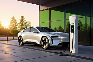 新能源汽车充电充电桩环保摄影图