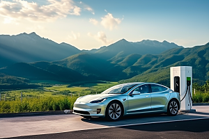 新能源汽车充电室外充电桩摄影图