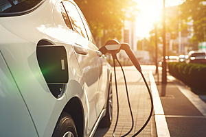 新能源汽车充电充电桩室外摄影图