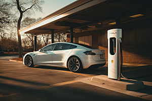 新能源汽车充电高清充电桩摄影图