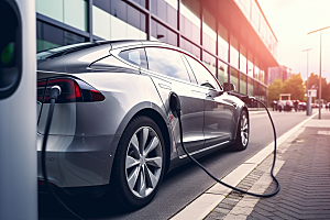 新能源汽车充电环保清洁能源摄影图