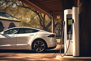 新能源汽车充电电车清洁能源摄影图
