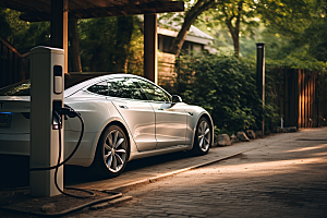 新能源汽车充电充电桩环保摄影图