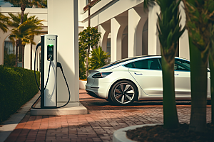 新能源汽车充电环保室外摄影图
