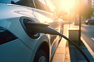 新能源汽车充电充电桩电车摄影图