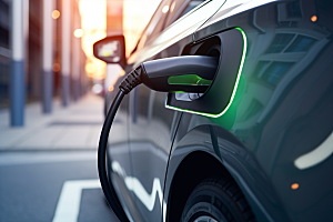 新能源汽车充电室外清洁能源摄影图