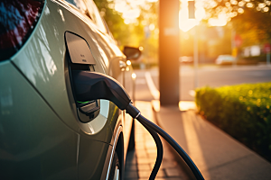新能源汽车充电电车清洁能源摄影图
