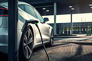 新能源汽车充电环保充电桩摄影图