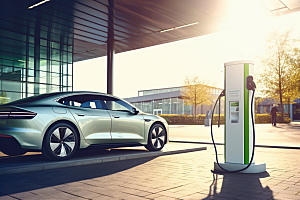 新能源汽车充电室外高清摄影图